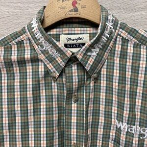Wrangler Green and White Plaid Raita Button Down Shirt